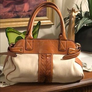 Cole Haan Leather and Linen Handbag